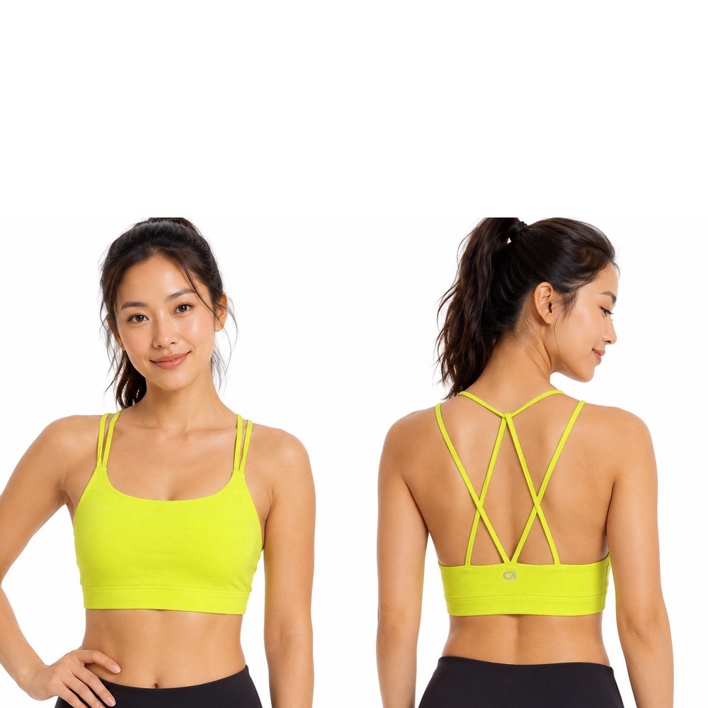 GapFit Breathe Low Impact Strappy Sports Bra Neon Yellow S Activewear Gym 104-69